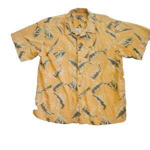 Foliage Brand Shirt Size Orange 2XL Button Up Palm Hawaiian Resort Tropical